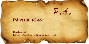 Pántya Alex névjegykártya